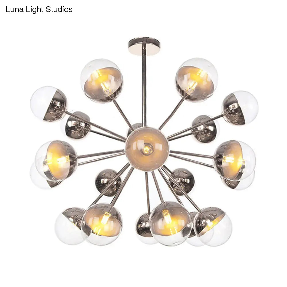 Globe Dining Room Semi Flush Mount Light With White/Clear/Smoke Grey Glass - 9/12/15 Lights