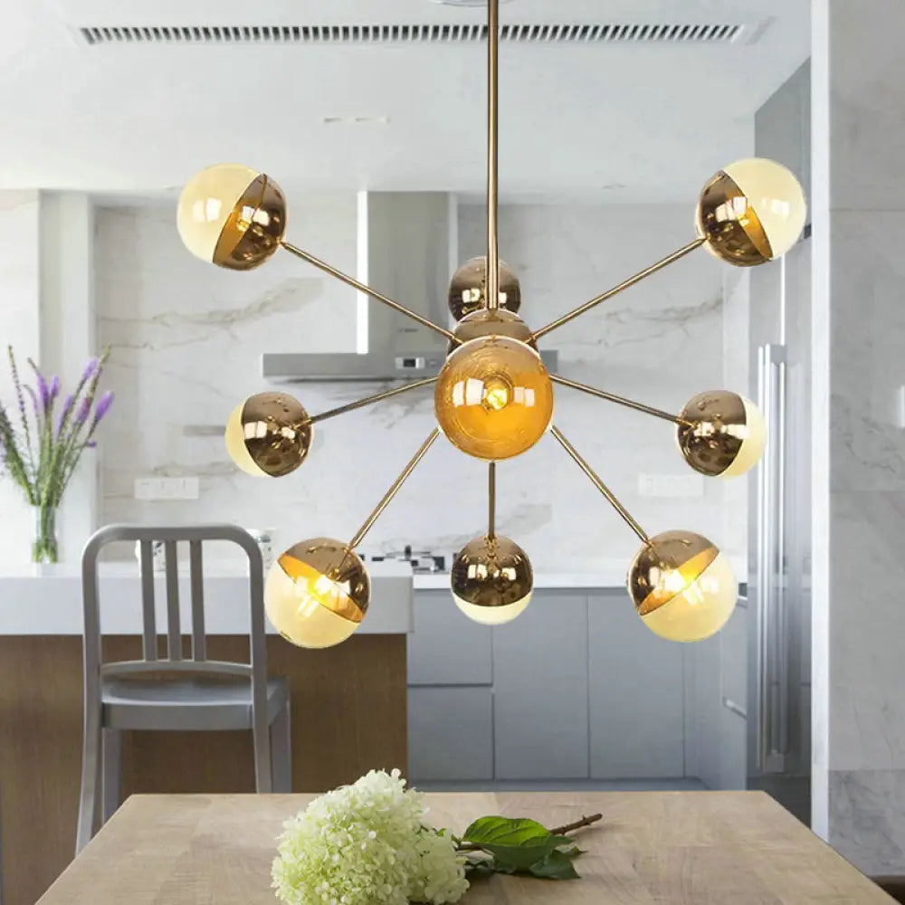 Globe Dining Room Semi Flush Mount Light With White/Clear/Smoke Grey Glass - 9/12/15 Lights