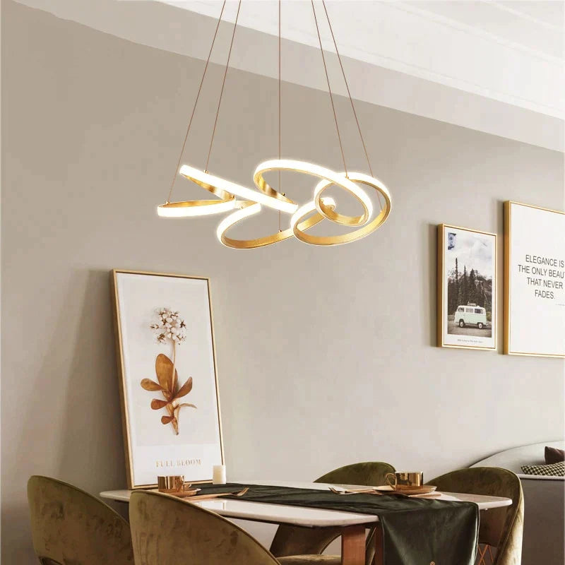 Gold Plated LED Pendant Lights Dining Room Kitchen New Lighting Lamp Cord Pendant Lamp With Remote Control Luminaire