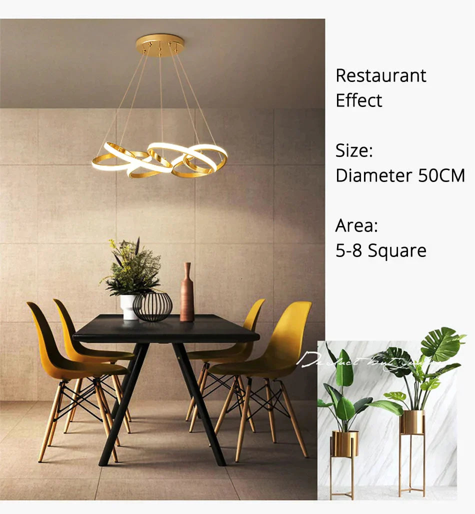 Gold Plated LED Pendant Lights Dining Room Kitchen New Lighting Lamp Cord Pendant Lamp With Remote Control Luminaire