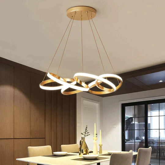 Gold Plated LED Pendant Lights Dining Room Kitchen New Lighting Lamp Cord Pendant Lamp With Remote Control Luminaire