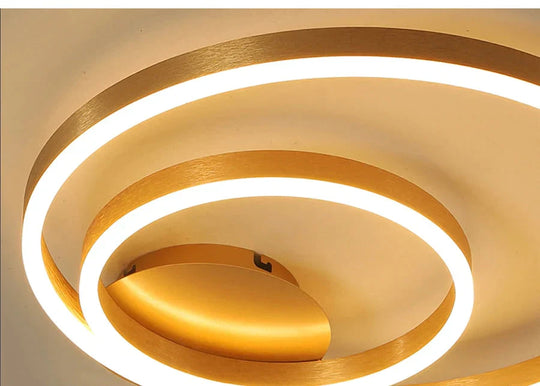 Golden Round Iron Led Ceiling Lights For Living Room Bedroom Indoor Home Lustre Lighting Fixtures Dimmable Lamps