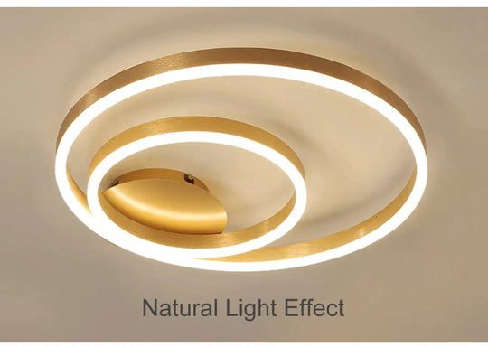 Golden Round Iron Led Ceiling Lights For Living Room Bedroom Indoor Home Lustre Lighting Fixtures Dimmable Lamps