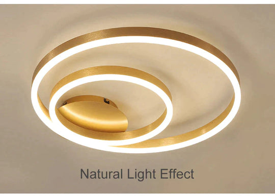 Golden Round Iron Led Ceiling Lights For Living Room Bedroom Indoor Home Lustre Lighting Fixtures