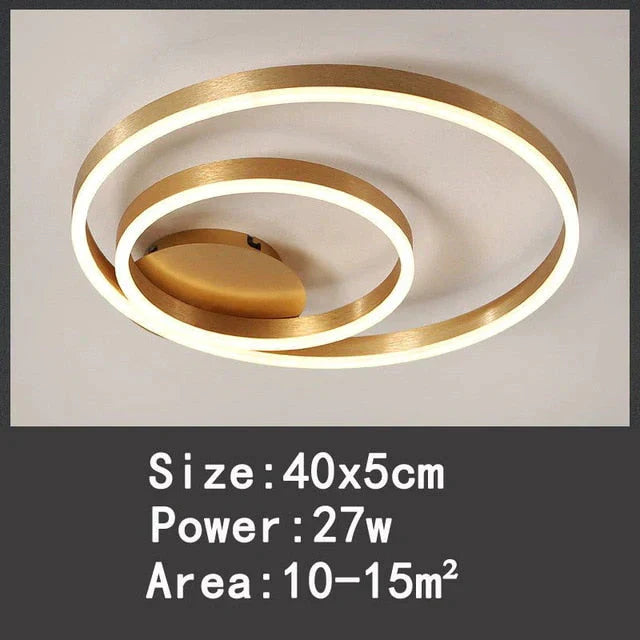 Golden Round Iron Led Ceiling Lights For Living Room Bedroom Indoor Home Lustre Lighting Fixtures Dimmable Lamps