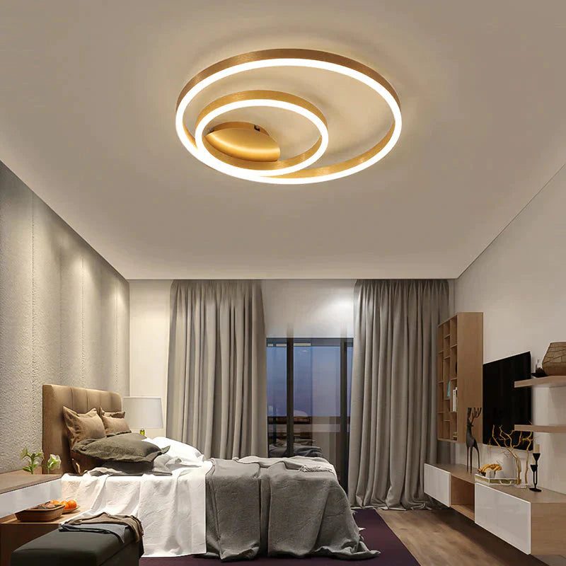 Golden Round Iron Led Ceiling Lights For Living Room Bedroom Indoor Home Lustre Lighting Fixtures Dimmable Lamps