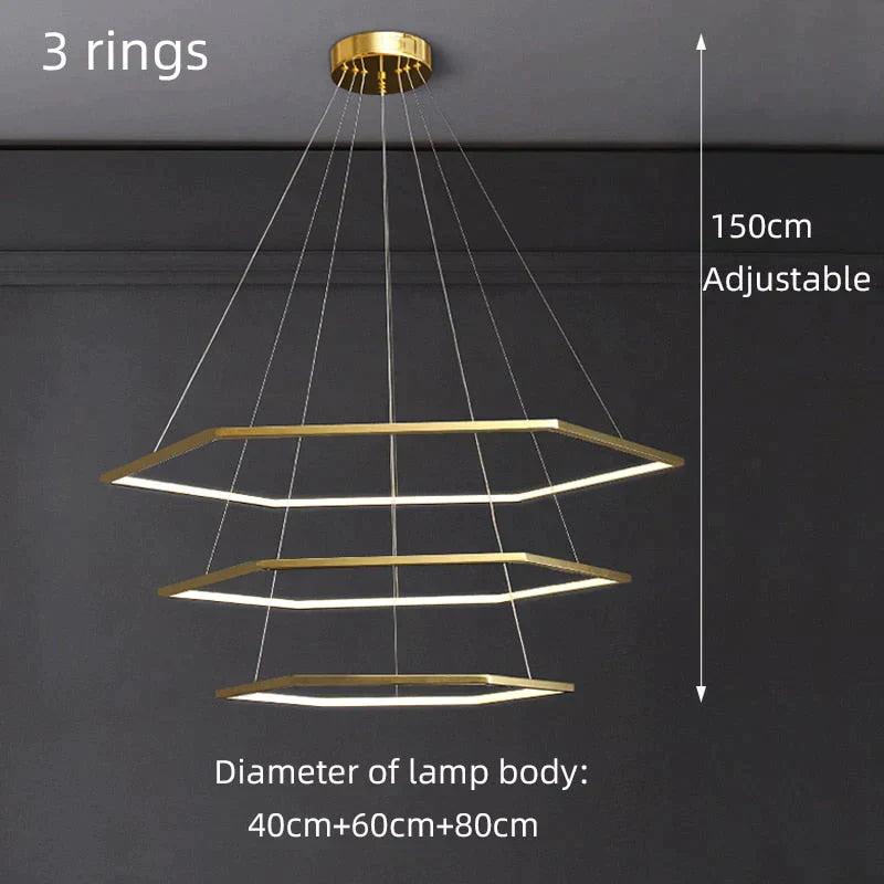 Hexa - Minimalist Hexagonal Led Chandelier D40Cm D60Cm D80Cm / Warm Light