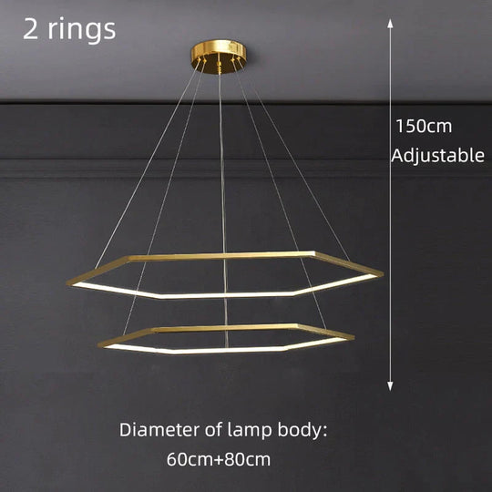 Hexa - Minimalist Hexagonal Led Chandelier D60Cm D80Cm / Warm Light