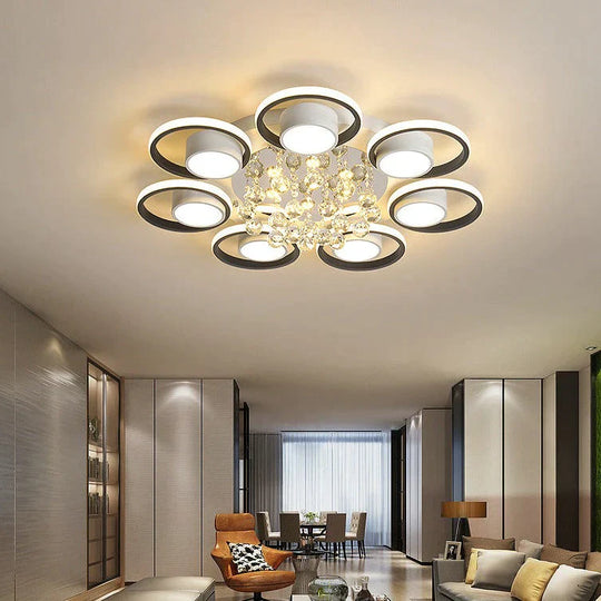 High End Atmosphere Bedroom Living Room Headlights Simple Luxury Crystal Lamps Round Ceiling Lamp