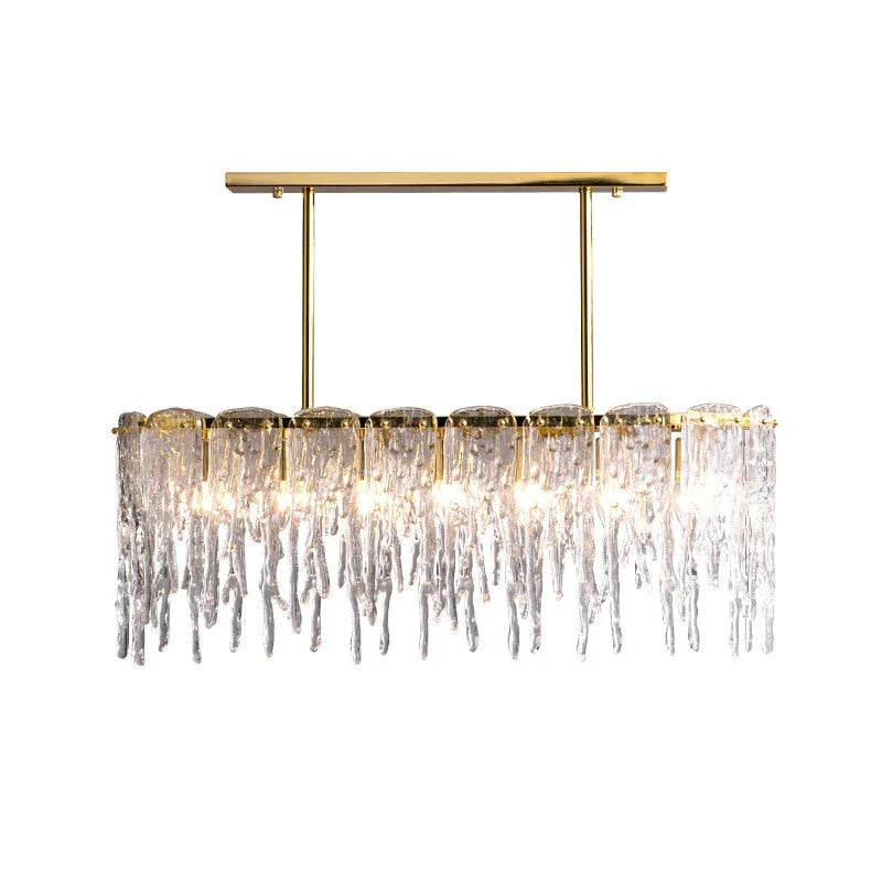 Icicle Nordic All copper modern luxury crystal rectangular chandelier