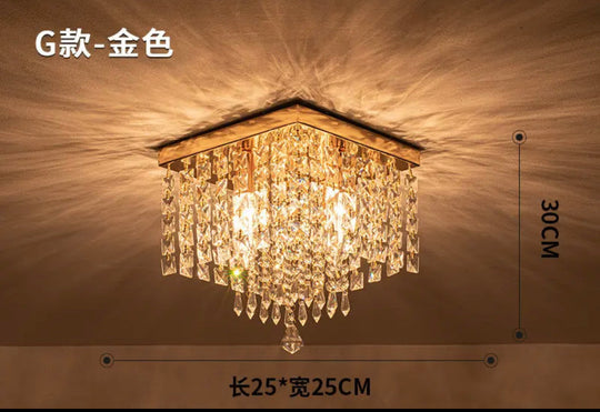 Square Simple Aisle Living Room Led Ceiling Crystal Lamp Balcony Entrance Corridor Creative Ceiling