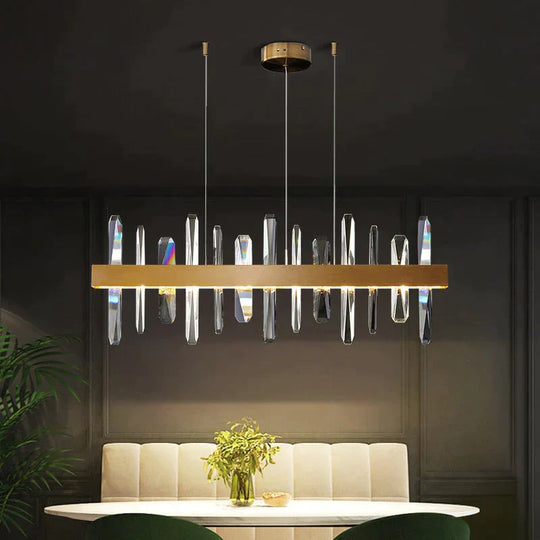 Kyala - Modern Rectangle Gold Crystal Chandelier Lamp