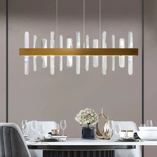 Kyala - Modern Rectangle Gold Crystal Chandelier Lamp