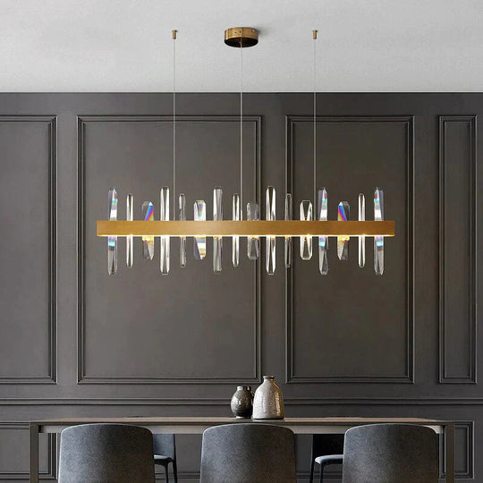 Kyala - Modern Rectangle Gold Crystal Chandelier Lamp