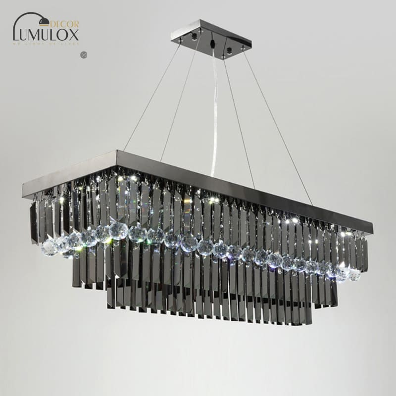 Lamis - Modern Black Rectangle Crystal Chandelier Chandeliers