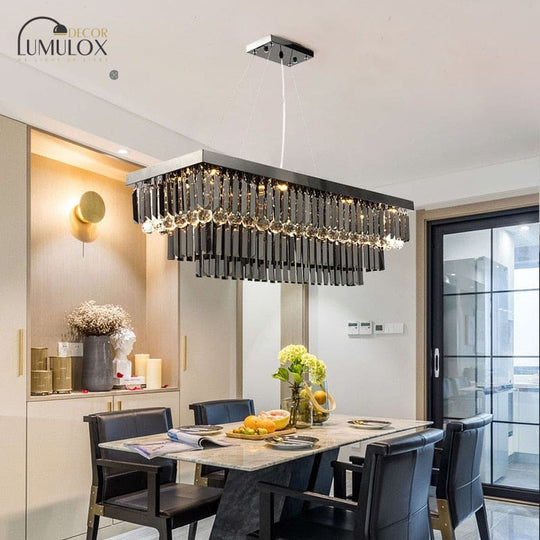 Lamis - Modern Black Rectangle Crystal Chandelier Chandeliers