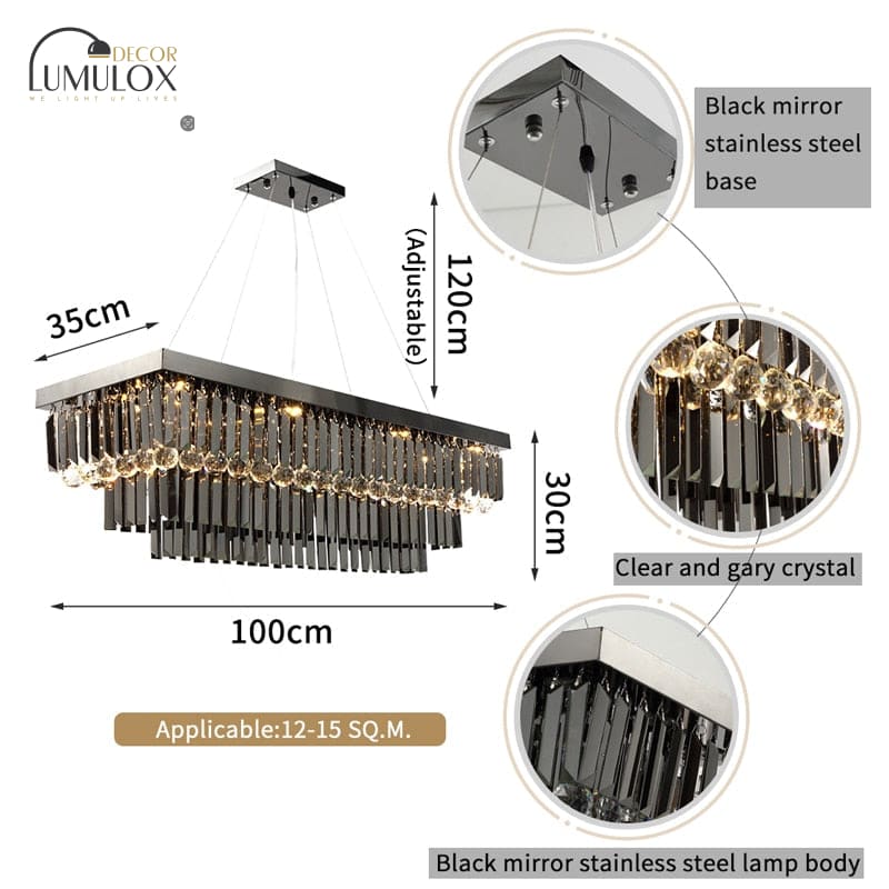 Lamis - Modern Black Rectangle Crystal Chandelier Chandeliers