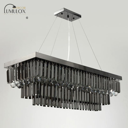 Lamis - Modern Black Rectangle Crystal Chandelier Chandeliers