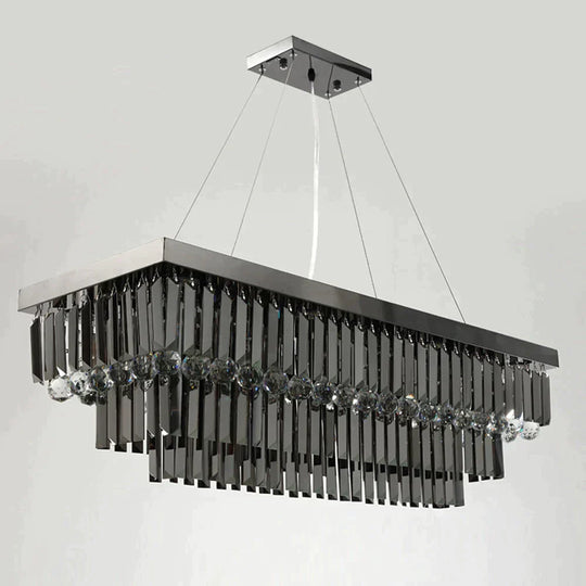 Ascella - Modern Black Rectangle Crystal Chandelier Chandeliers