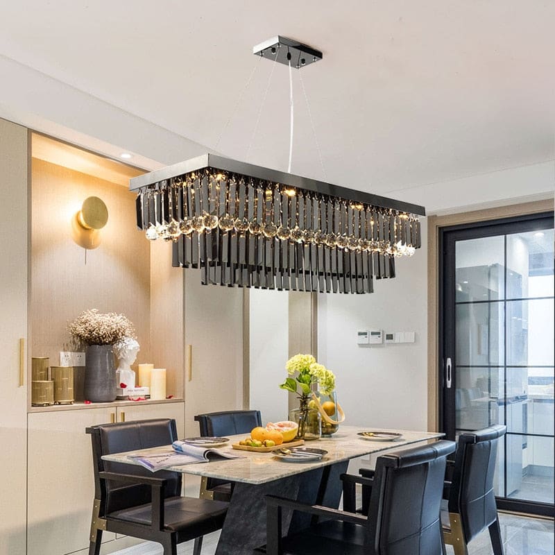 Lamis - Modern Black Rectangle Crystal Chandelier Chandeliers