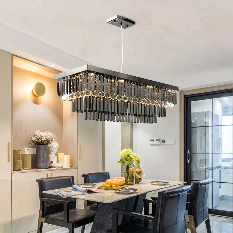 Ascella - Modern Black Rectangle Crystal Chandelier Chandeliers