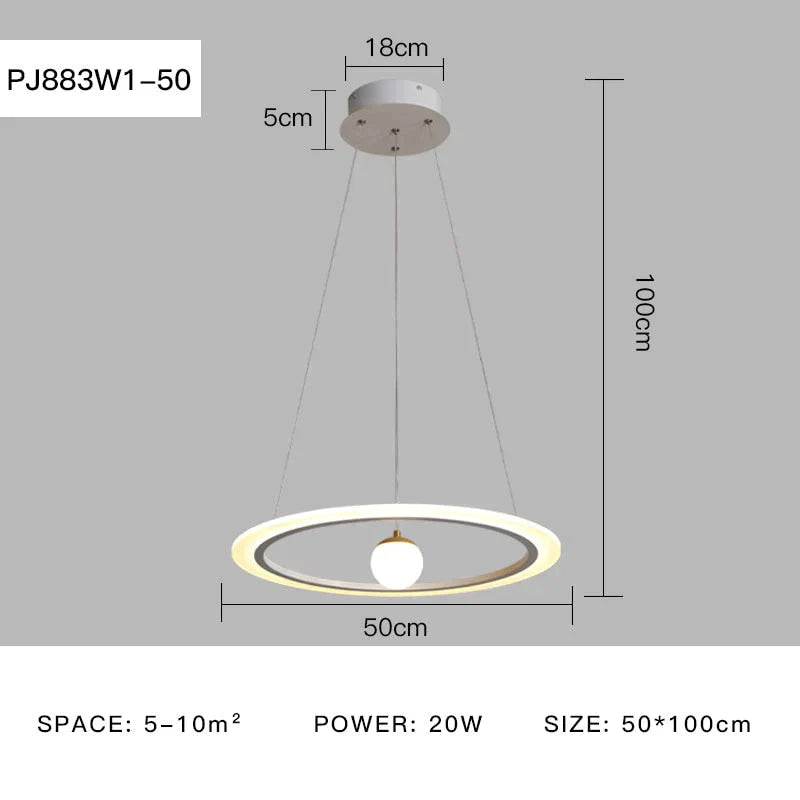 Laya - Minimalist Led Ring Pendant Light Pj883W1-50 / Ac80-265V Brightness Dimmable