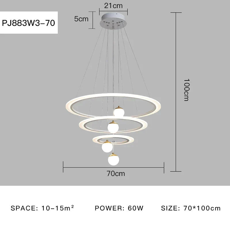 Laya - Minimalist Led Ring Pendant Light Pj883W3-70 / Ac80-265V Brightness Dimmable