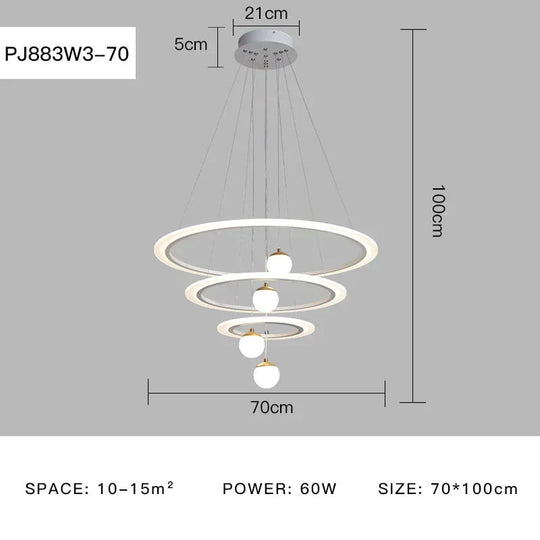 Laya - Minimalist Led Ring Pendant Light Pj883W3-70 / Ac80-265V Brightness Dimmable