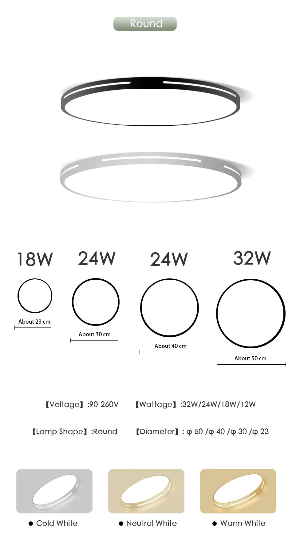 Leah -Modern Led Ceiling Light Lamp Lighting Fixture Surface Mount Flush Remote Control Dimmable 18W