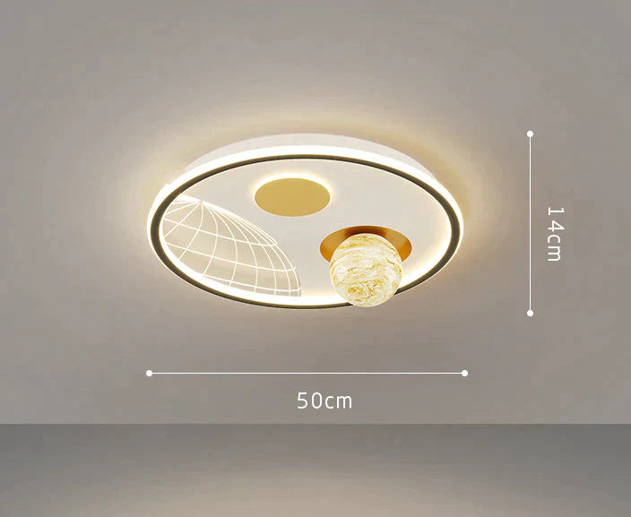 Led Ceiling Lamp Glass Living Room Dining Bedroom Modern Simple Black / Circular Tri-Color Light