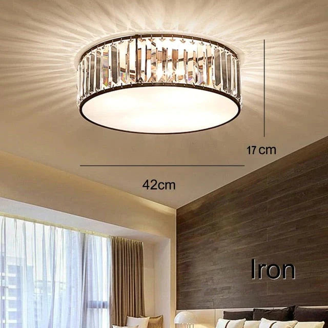 LED Ceiling Lights With K9 Crystal Modern Round Ceiling Lamp Hardware Bedroom Luminaire Black Dining Lighting Fixture