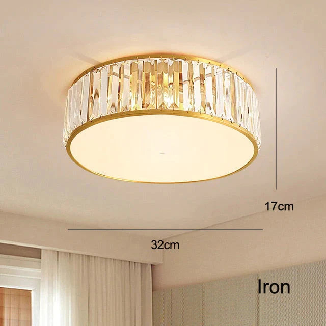 LED Ceiling Lights With K9 Crystal Modern Round Ceiling Lamp Hardware Bedroom Luminaire Black Dining Lighting Fixture