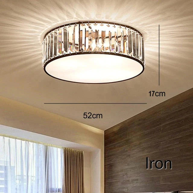 LED Ceiling Lights With K9 Crystal Modern Round Ceiling Lamp Hardware Bedroom Luminaire Black Dining Lighting Fixture