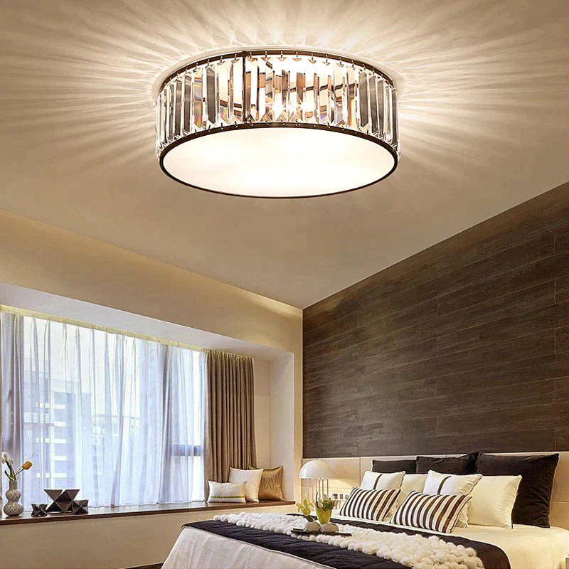 Led Ceiling Lights With K9 Crystal Modern Round Lamp Hardware Bedroom Luminaire Black Dining