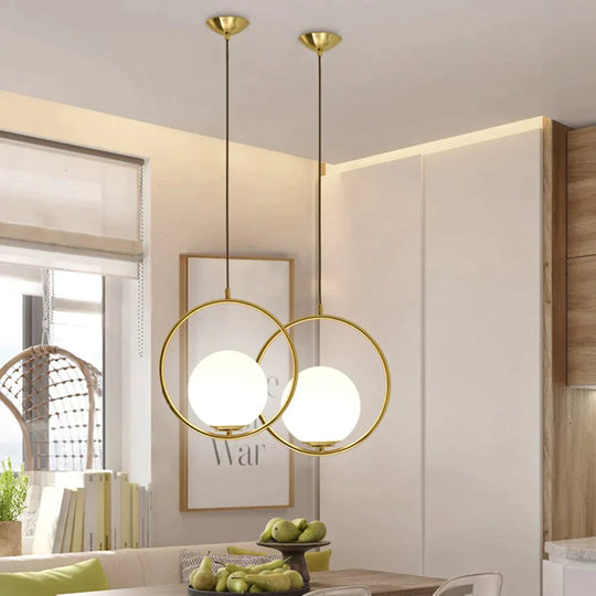 LED Creative Art Glass Ball Pendant Lights Modern Hanging Lamp E27 Black Gold Restaurant Bedroom Home Lighting Decorative