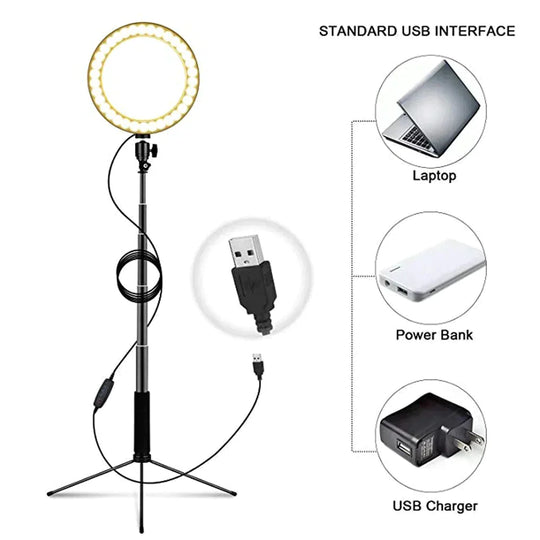 Led Floor Lamp Usb Ring Floor Light Tripod Annular 80Leds Standing For Video Youtube Photo Ringlight