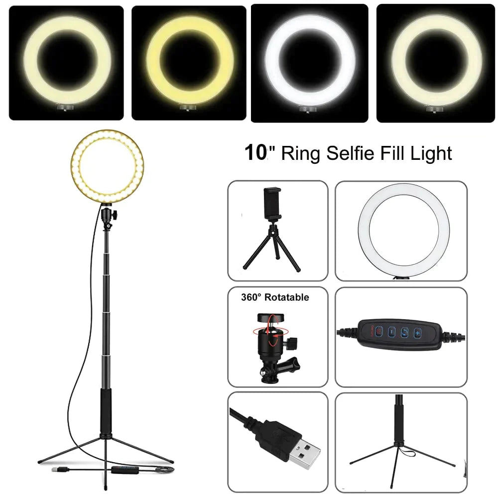 Led Floor Lamp Usb Ring Floor Light Tripod Annular 80Leds Standing For Video Youtube Photo Ringlight