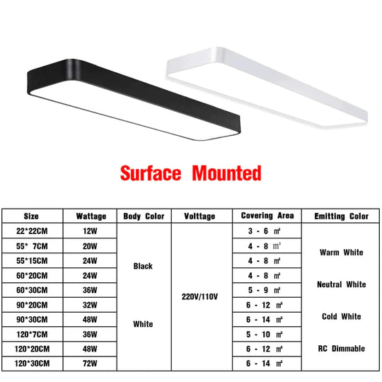 LED Modern Ceiling Light Lam Surface Mount Flush Panel Rectangle Lighting for home and Commercial Use