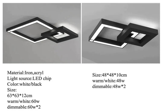 Led Modern Geometric Iron Acryl Black White Lamp.led Light.ceiling Lights.led Ceiling Lamp For Foyer