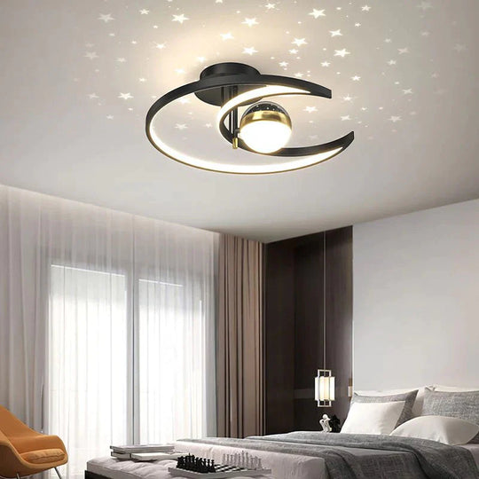 Light Luxury Romantic Starry Sky Bedroom Ceiling Lamp Moon LED Lamp