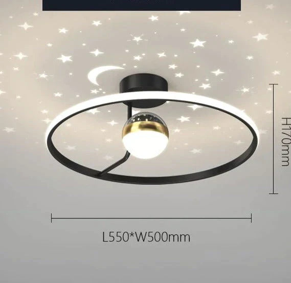 Light Luxury Romantic Starry Sky Bedroom Ceiling Lamp Moon Led