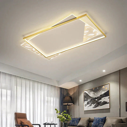 Living Room Lamp Led Light Luxury Modern Creative Feather Ceiling Lamp Rectangular Hall Lamp