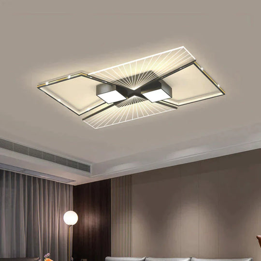 Living Room Led Lamp Modern Simple Atmosphere Bedroom Ceiling Black / L 90Cm Tri-Color Light