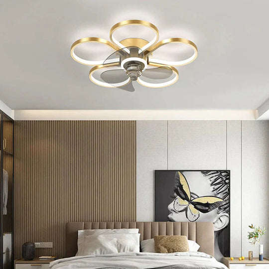 Luxury Ceiling Fan Lamp Bedroom Ultra-thin Quiet Restaurant Ceiling Lamp with Electric Fan