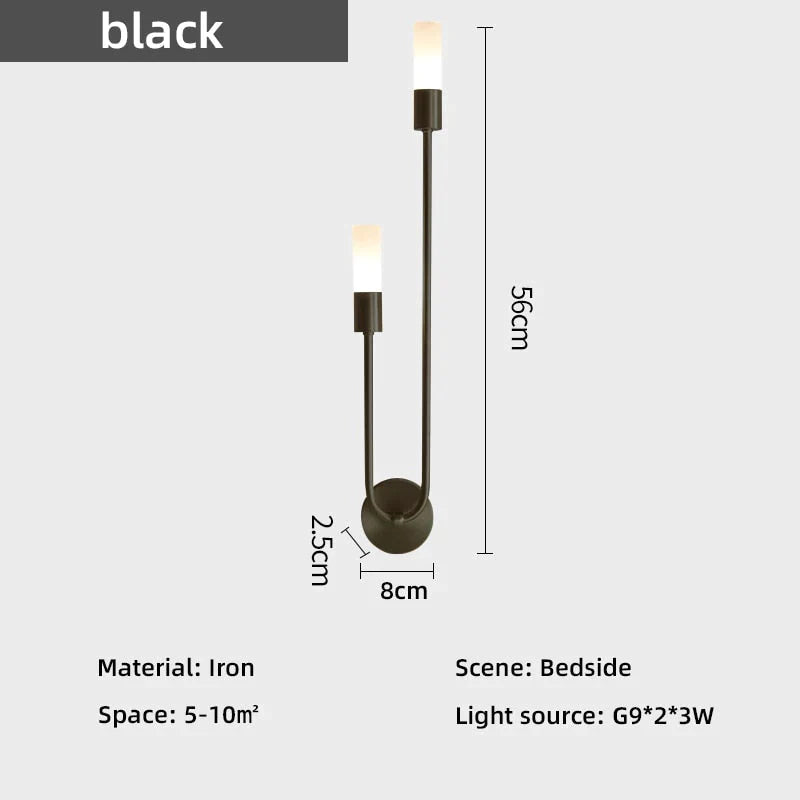 Meral - Modern Minimalist Bedside Led Wall Lamp Black / Warm White (2700-3500K)