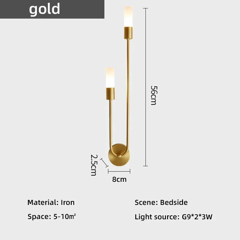 Meral - Modern Minimalist Bedside Led Wall Lamp Gold / Warm White (2700-3500K)