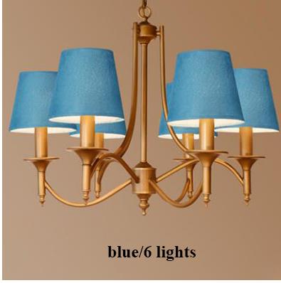 Metal Bronze Chandelier 6/8 Heads For Living Room 6 Heads Blue Ceiling Light