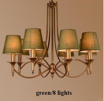 Metal Bronze Chandelier 6/8 Heads For Living Room 8 Heads Green Ceiling Light