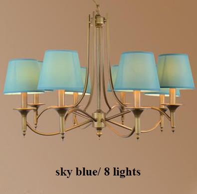 Metal Bronze Chandelier 6/8 Heads For Living Room 8 Heads Sky Blue Ceiling Light