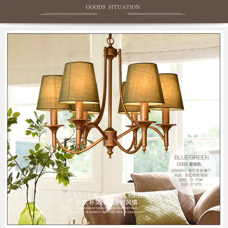 Metal Bronze Chandelier 6/8 Heads For Living Room Ceiling Light